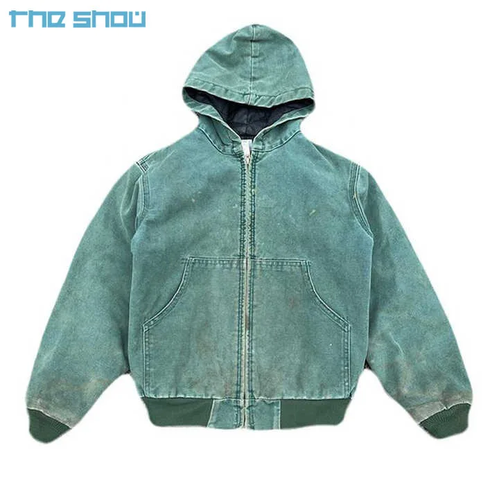 Custom 100% Cotton Duck Canvas Work Jacket with Lined Hood