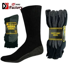 Custom Men heavy duty boot Labor Protection crew socks cushioned Safety Work socks