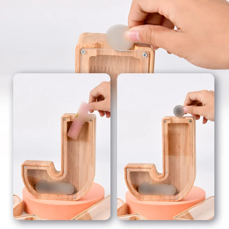 Новое поступление 26 букв индивидуальная копилка деревянное прозрачное украшение Детская для монет и