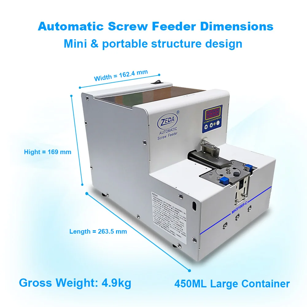 ZEDA MKS1069-C Suppoorts M2.0~M6.0 Adjustable Speed PLC Supports 450ml Container Smooth Screw Automatic Feeder