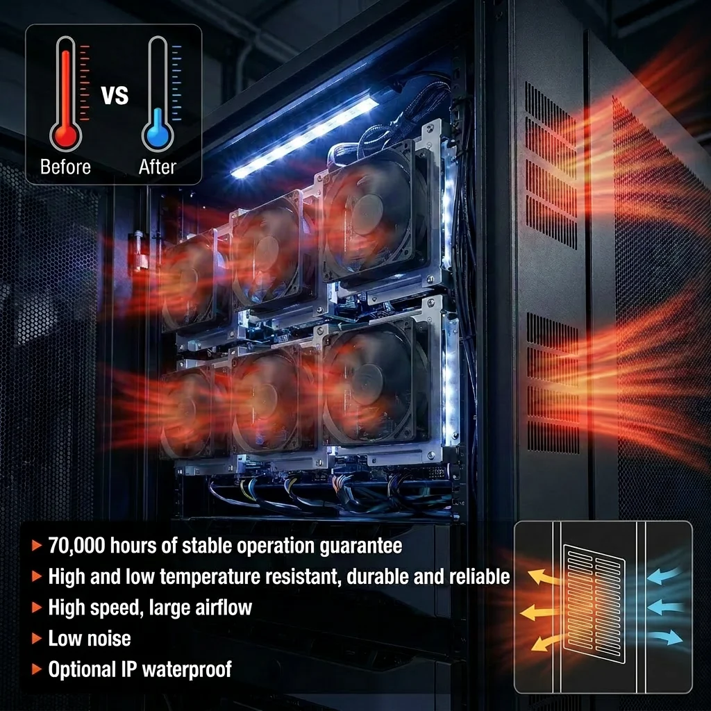 Cooler, Axial, 80*80*56mm, Brushless, 12V - detail 20