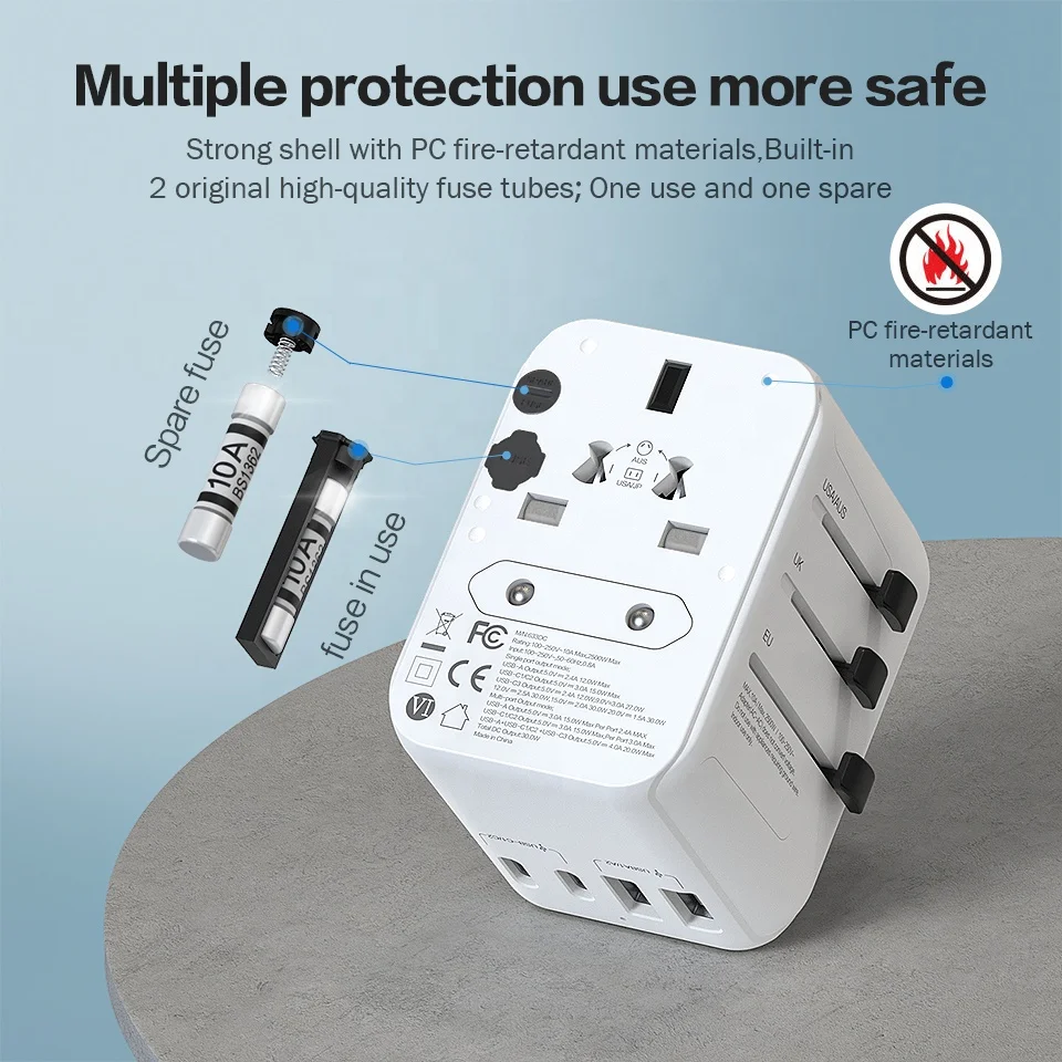 Worldplug 2usb 3c Power Adaptor Worldwide Plug Adapter Universal Travel Adapter