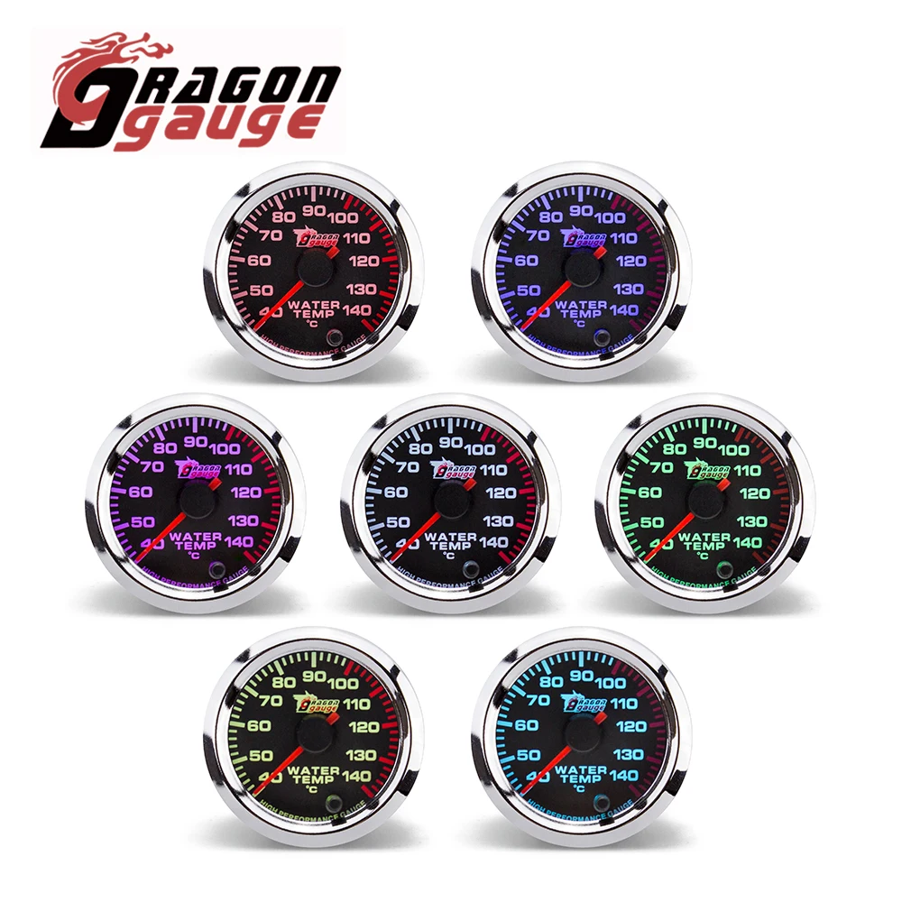 ドラゴンゲージ ニードル セブンカラー 2インチ 52mm 40～140℃ 水温計