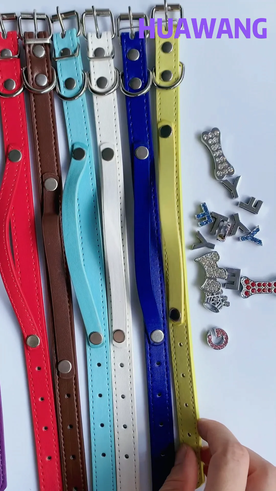 Wholesale Diamond Bling Slide Letter Dog Collars With Slide On Crystal