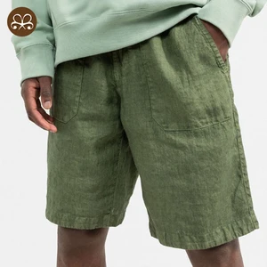 Summer Hot Selling Breathable Drawstring Waist Cotton Plus Size Beach Shorts  Men's Summer Linen Beach Shorts