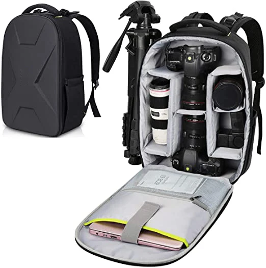 Endurax Camera Backpack, DSLR/SLR/Mirrorless Photography Camera Bag  Waterproof Leather with 15-16 Inch Laptop Compartment Tripod Holder, Khaiki