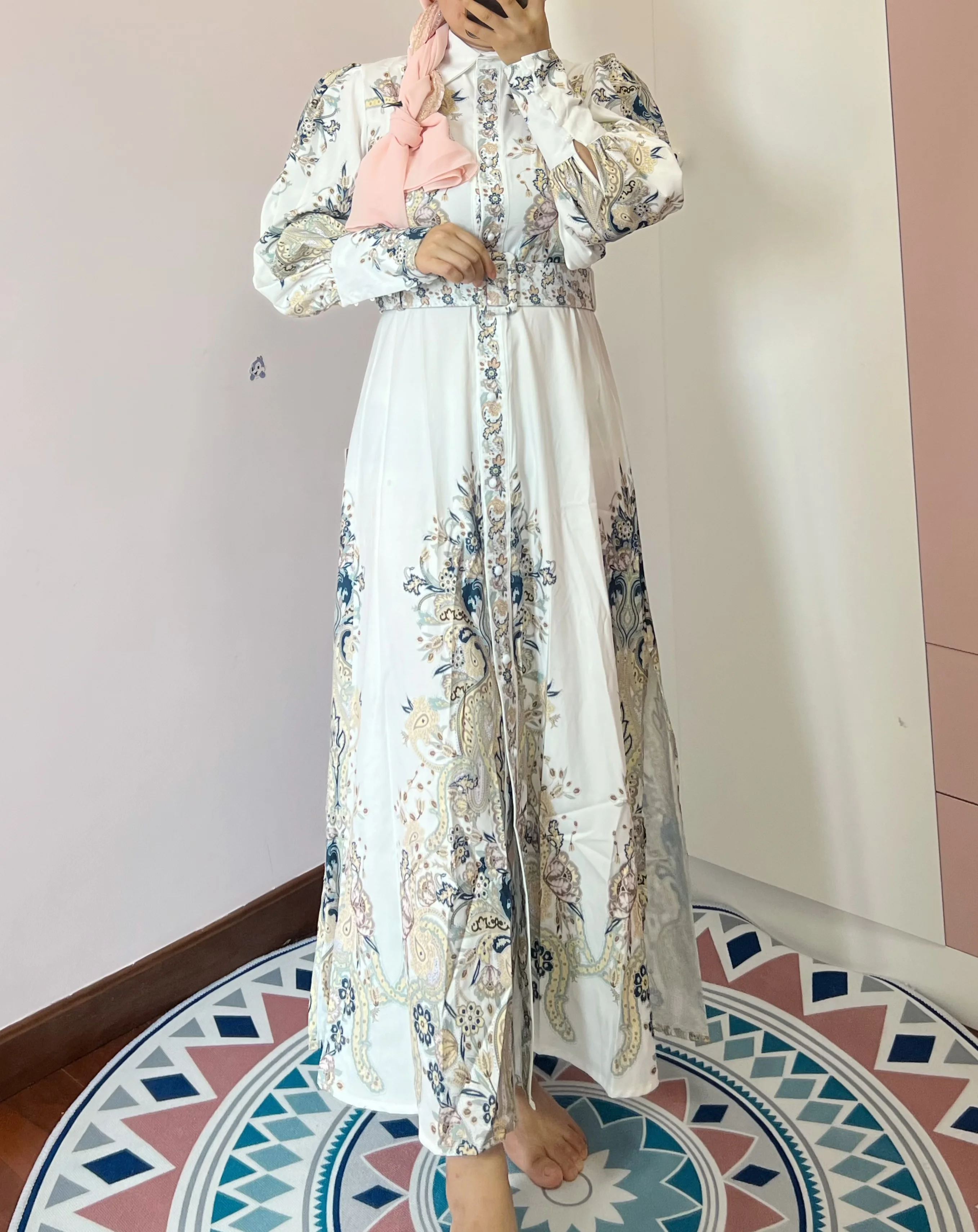 Elegant Muslim Long Sleeve Maxi Dress - Islamic Abaya