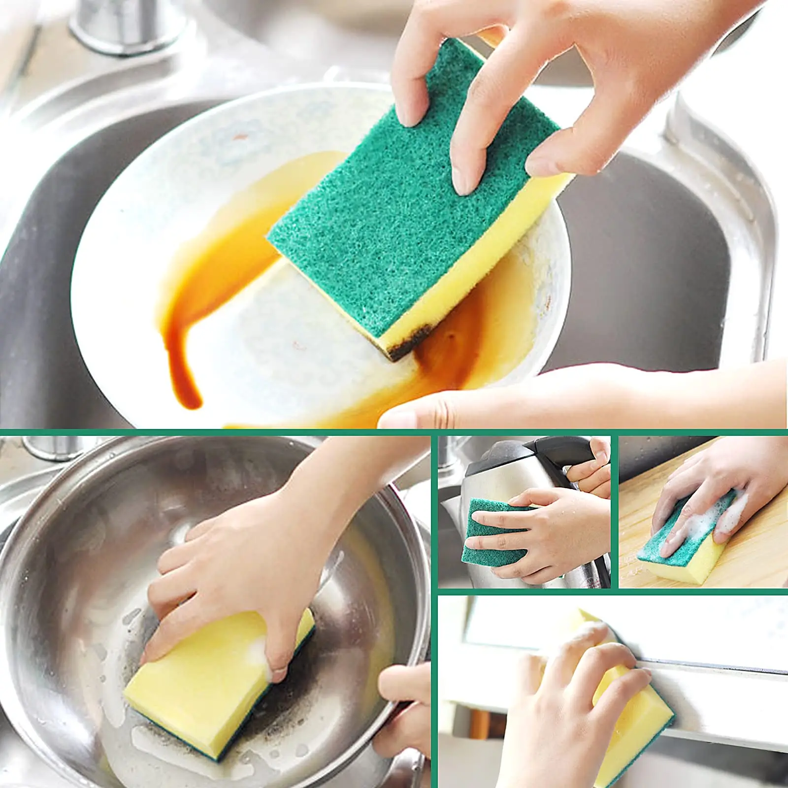 Dish Pan Pot Washing Scrub Sponge Kitchen Thick Scrubber Pad Cleaning