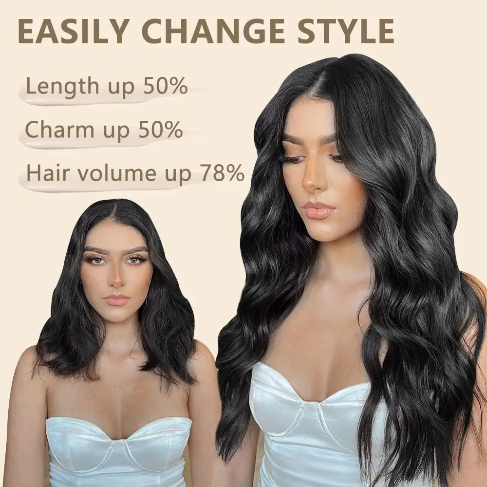 Clip In Long Wavy Synthetic Hair Extension 4pcs Thick Hairpieces Fiber