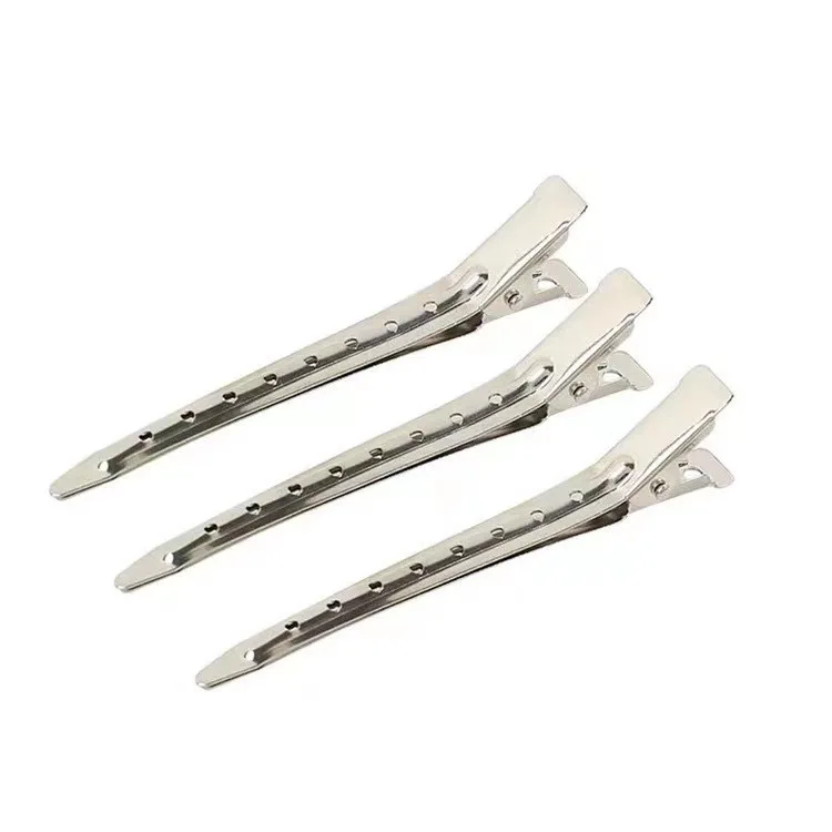 Wholesale Custom 12Pcs/Bag No Trace Salon Hair Clip Metal Duckbill Clip Sectioning Hair Clips with Hole