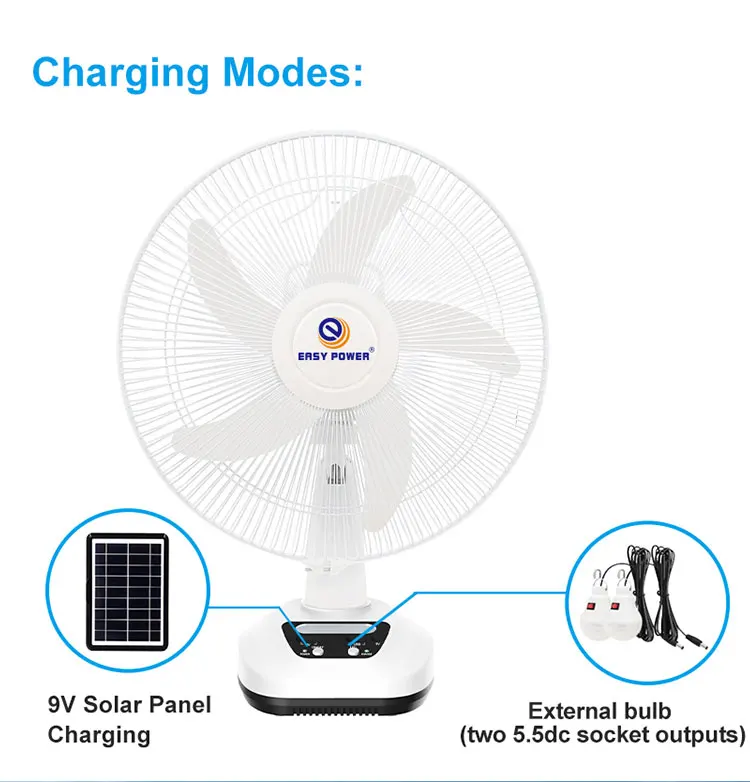 2023 New Solar Electric Fan 14 Inch Desktop Home Large Wind Lead Acid Battery Dormitory Outdoor 2674