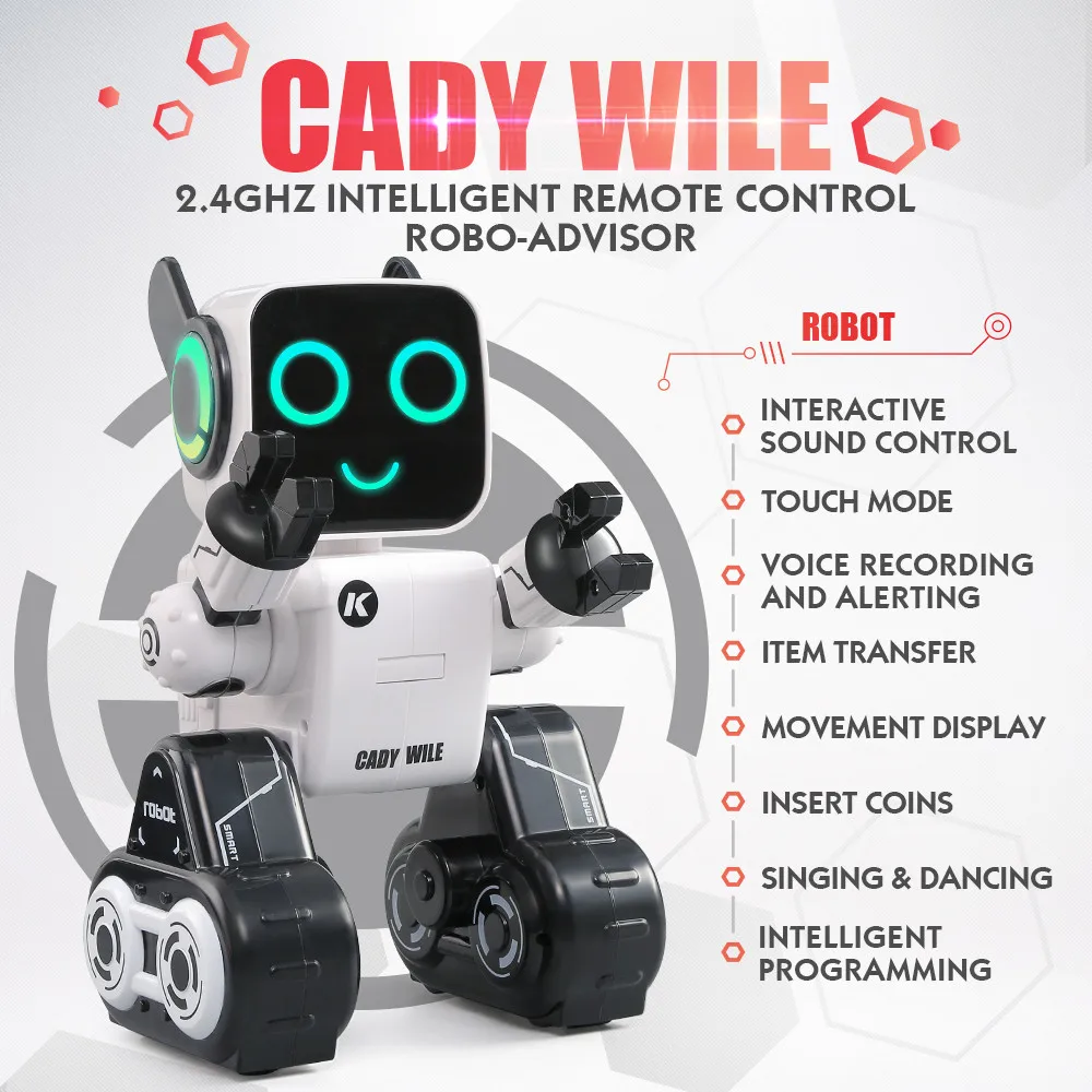 Hot Sale JJRC R4 RC Robot CADY WILE Intelligent Remote Control Robot Advisor Gesture Control Money Management Magic Sound Toy Alibaba