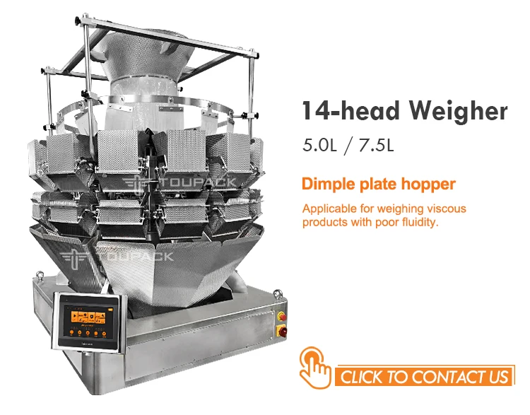 High-Speed Automatic Pouch Packaging Machine with 14 Head Multihead Weigher for Granule Filling in Stainless Steel 304/316