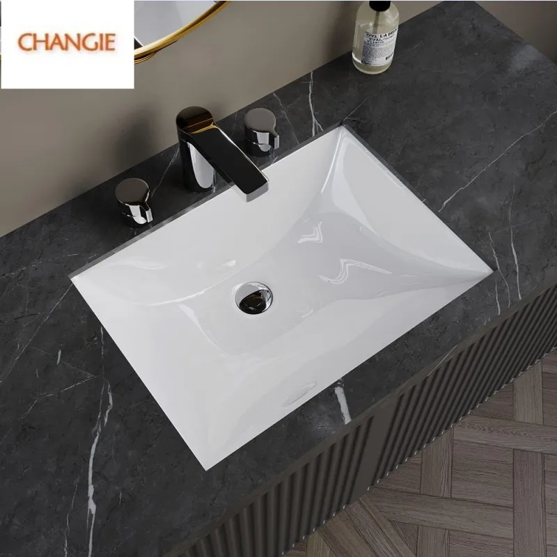 Standard Height Many Sizes White Ceramic Under Mount Wash Basin for Bathroom Vanity Top