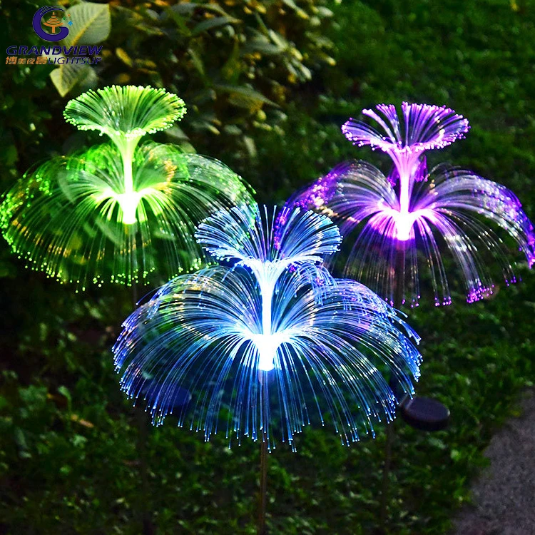Garden Landscape Solar Led Jellyfish Fiber Garden Lights for Outdoor ...