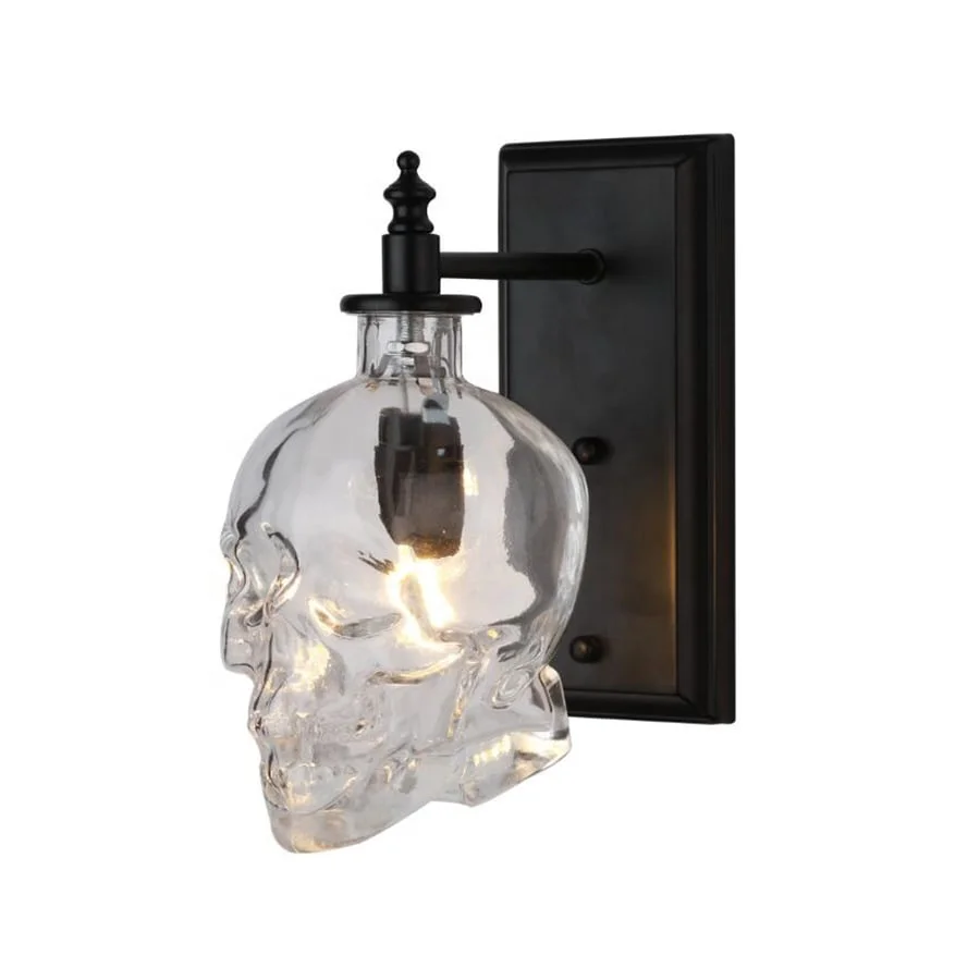 Creative Skull Bones Lamp Wall Sconce Light Fixtures Glass Wall Lamp Loft Decor 