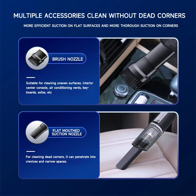 PCMOS Portable Mini Rechargeable Handheld Vacuum Cleaner ABS Material for Cars and Household Use Auto Vacuum Cleaner - view 6