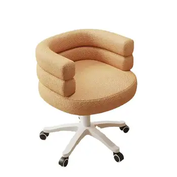 Modern Small Space Furniture Dinning Chairs Teddy Velvet Home Office Chair Upholstered 360° Swivel Chairs with Armrests