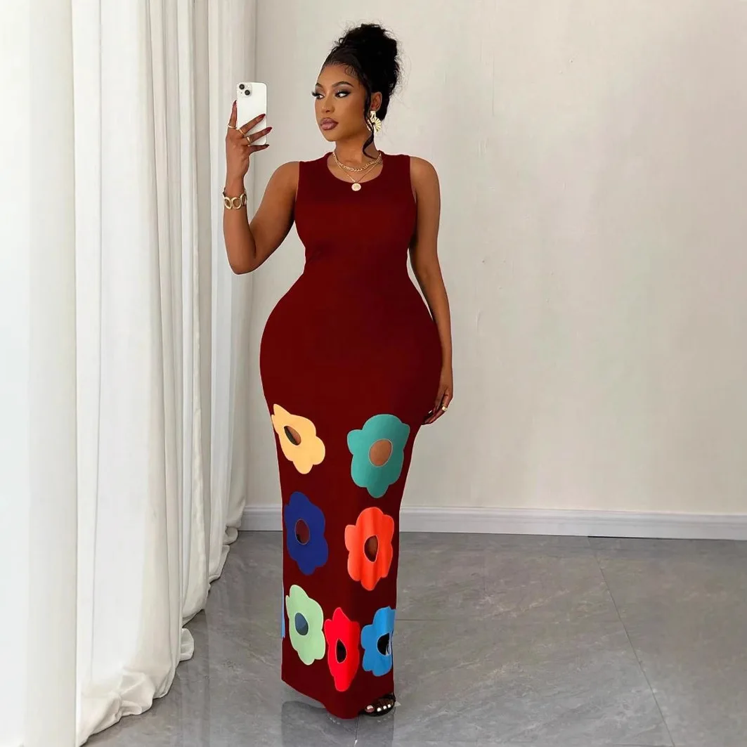 Summer New Women Clothing Ladies Elegant Fashion Round Neck Sleeveless Color Matching Ho aperçu 3