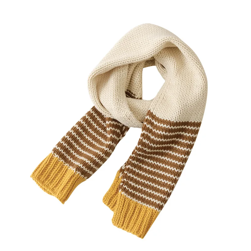 Новый Модный Цветной Простой корейский шарф для мальчиков и девочек мягкие теплые детские вязаные другие шарфы в полоску малышей