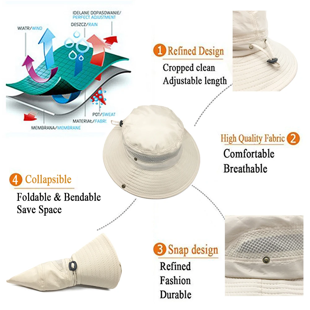 SIYWINA Cappello da Uomo di Pesca del Cappelli con Protezione UV per attività allaperto 