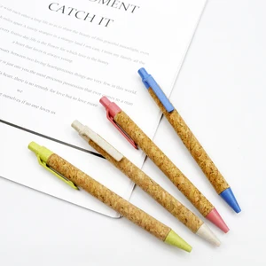 Promotional Cheap Custom Cheap logo Eco Friendly Cork Material Ball Ballpoint Pen