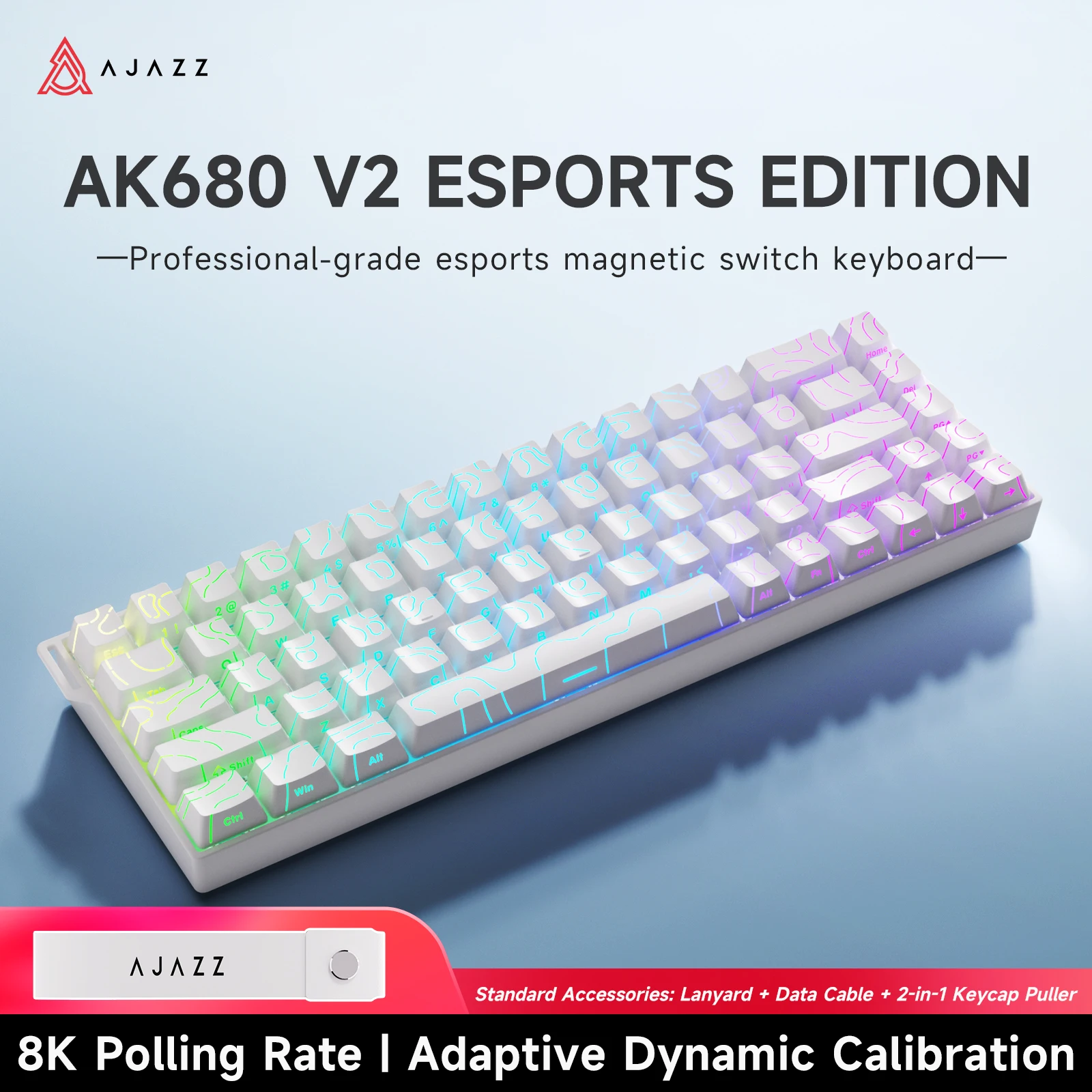 Ajazz AK680 V2 Oyun Mekanik Klavyesi Manyetik Eksen 68 Tuşlu RGB