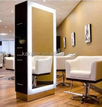 ミラーテーブルと理髪店の椅子美容院用家具LEDライト付きミラー