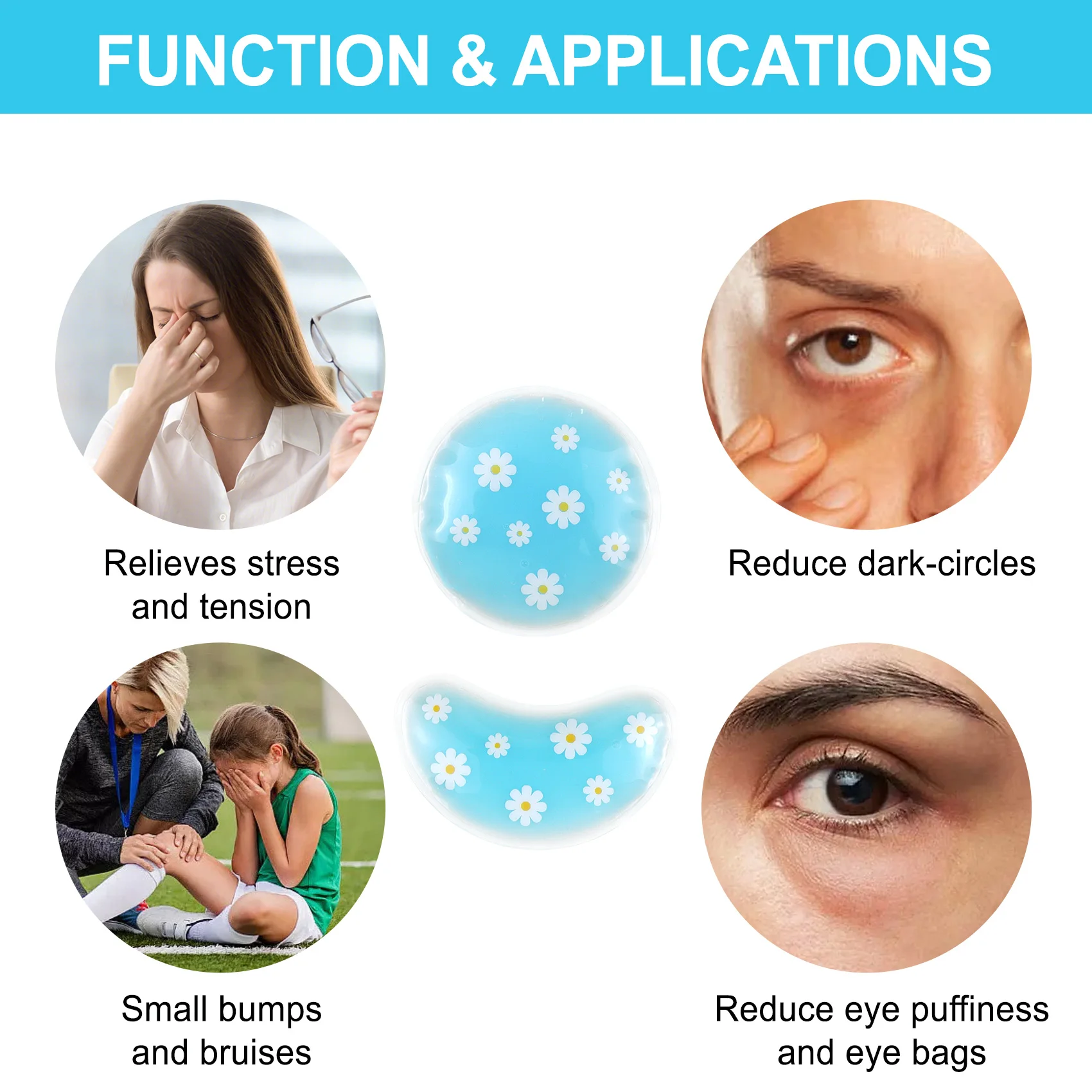Reusable Cooling Gel Eye Ice Pack Comfortable Eye Pad for Relief From Eye Strain and Swelling