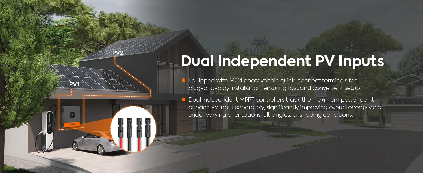 Powmr Dual PV Inputs 11KW Hybrid Solar Inverter - 9 Units Parallel