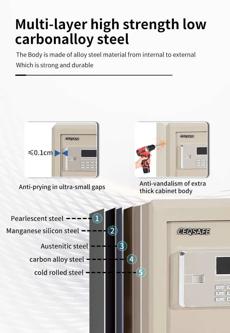 CEQSAFE Vdma Use Ammo Key Cabinet High Security Drawer Fire Resistance Storage Safety Anti-fire and Resistant Fireproof Box Safe manufacture