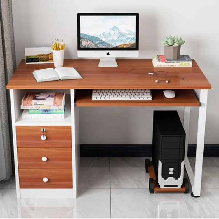 Computer Desk with Drawers, Home Office Desks with Lock, Keyboard