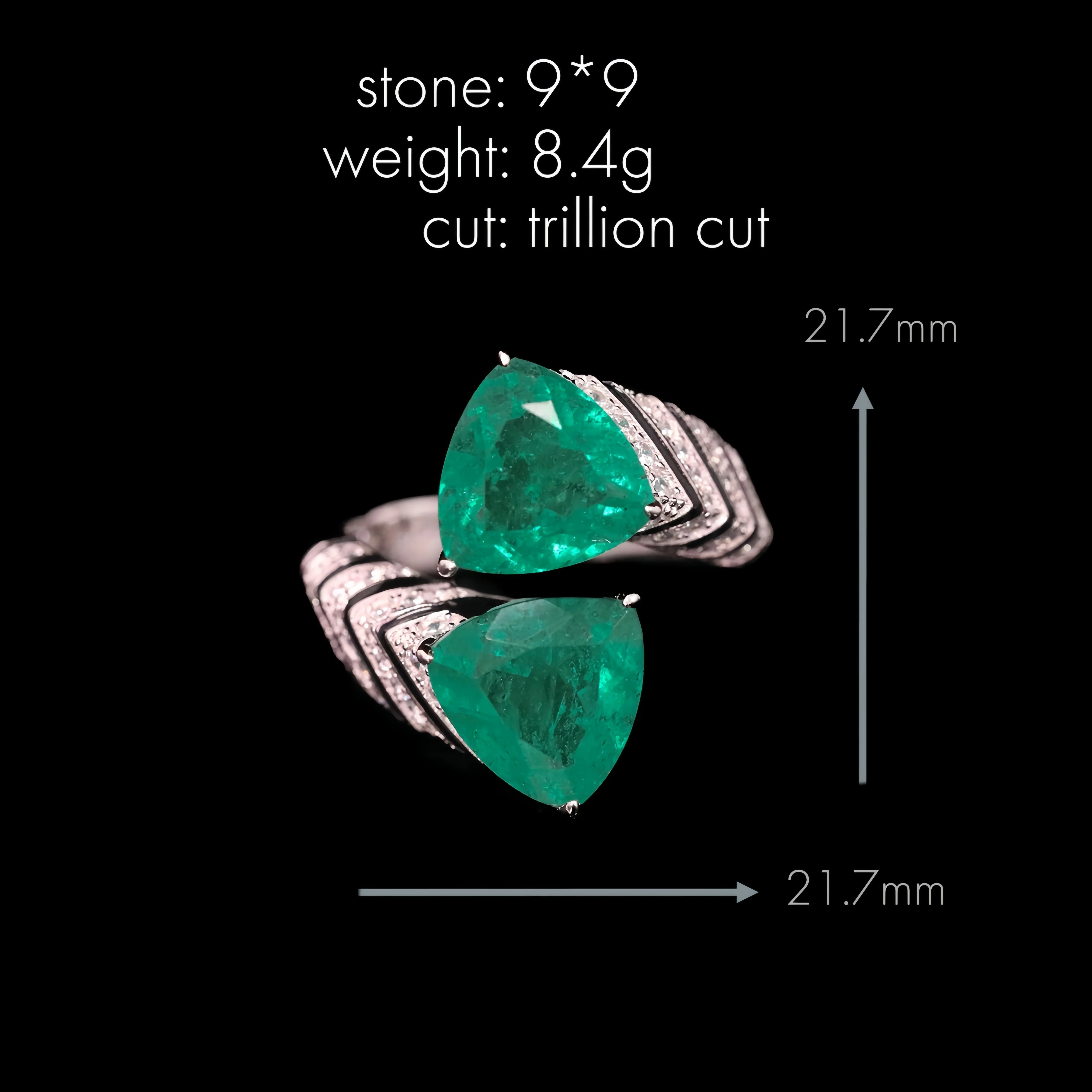 MUSHAN Jewelry Factory 925 Sterling Silver Adjustable Ring Luxury Designer Green High Carbon Diamond Fine Jewelry Women Rings