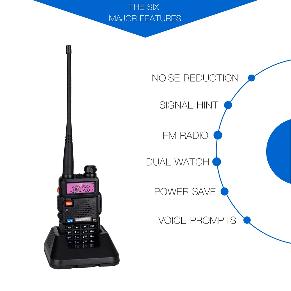Baofeng Uv-5r Long Range Ham Radio FM Transceiver 5W UHF/VHF Dual Band Walkie Talkie Baofeng Radio