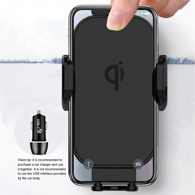 
 Стеклянный зеркальный дизайн 15 Вт быстрый беспроводной держатель для телефона Qi автомобильное беспроводное зарядное устройство  
