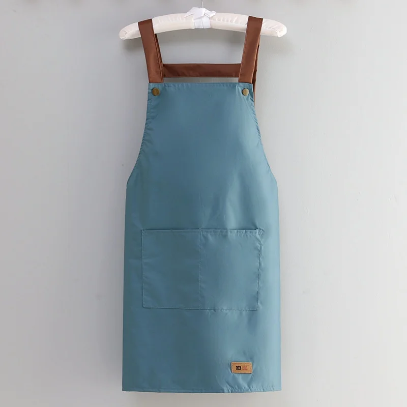 New Style Adult Kitchen Apron Waterproof Oil-proof Workwear Dining Service Korean-style Thin Apron Women Men Customizable preview 6