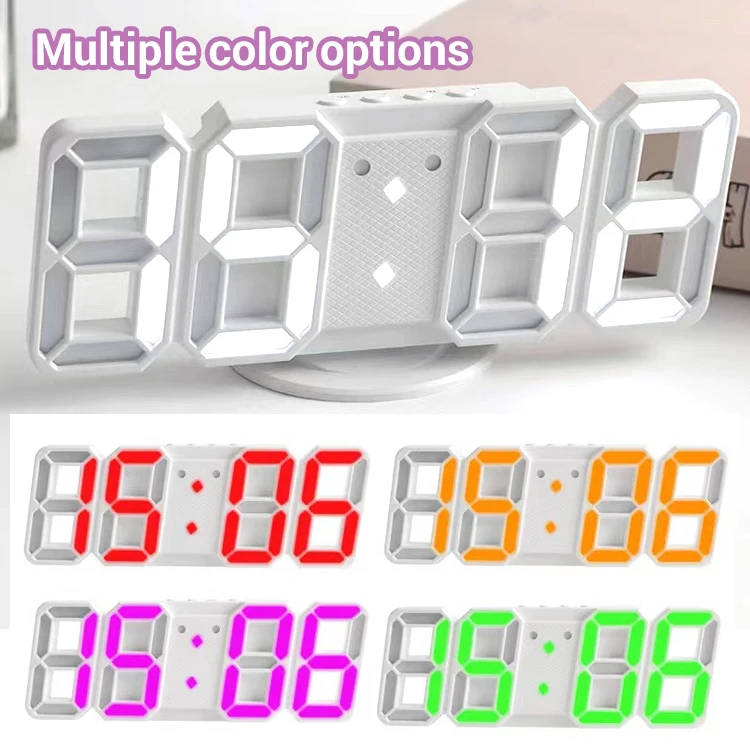 3D Small Version LED Wall Digital Clock Time Calendar Thermometer Display Electronic Modern Stylish Desktop Clock