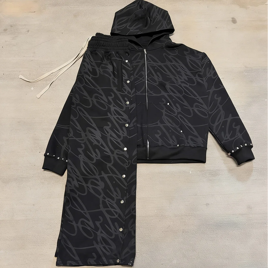 Továrně přizpůsobený 100% bavlněný retro streetwearový souprava – s potiskem a vyšíváním, plně přizpůsobitelná