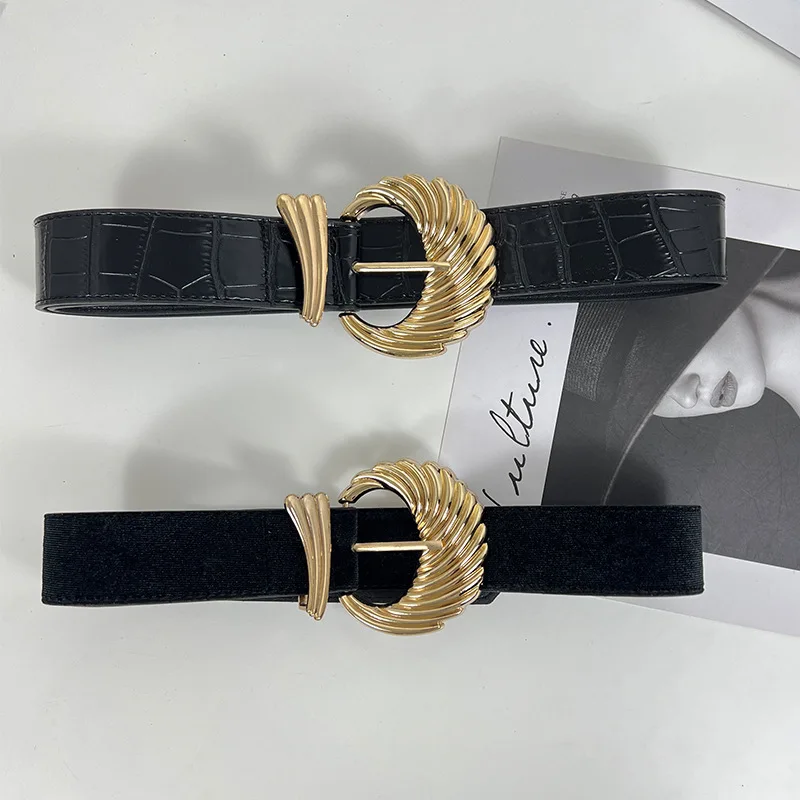 Винтажный женский летний широкий пояс черный бархатный стиль Instagram для сочетающейся юбки свитер или пиджак из искусственной кожи