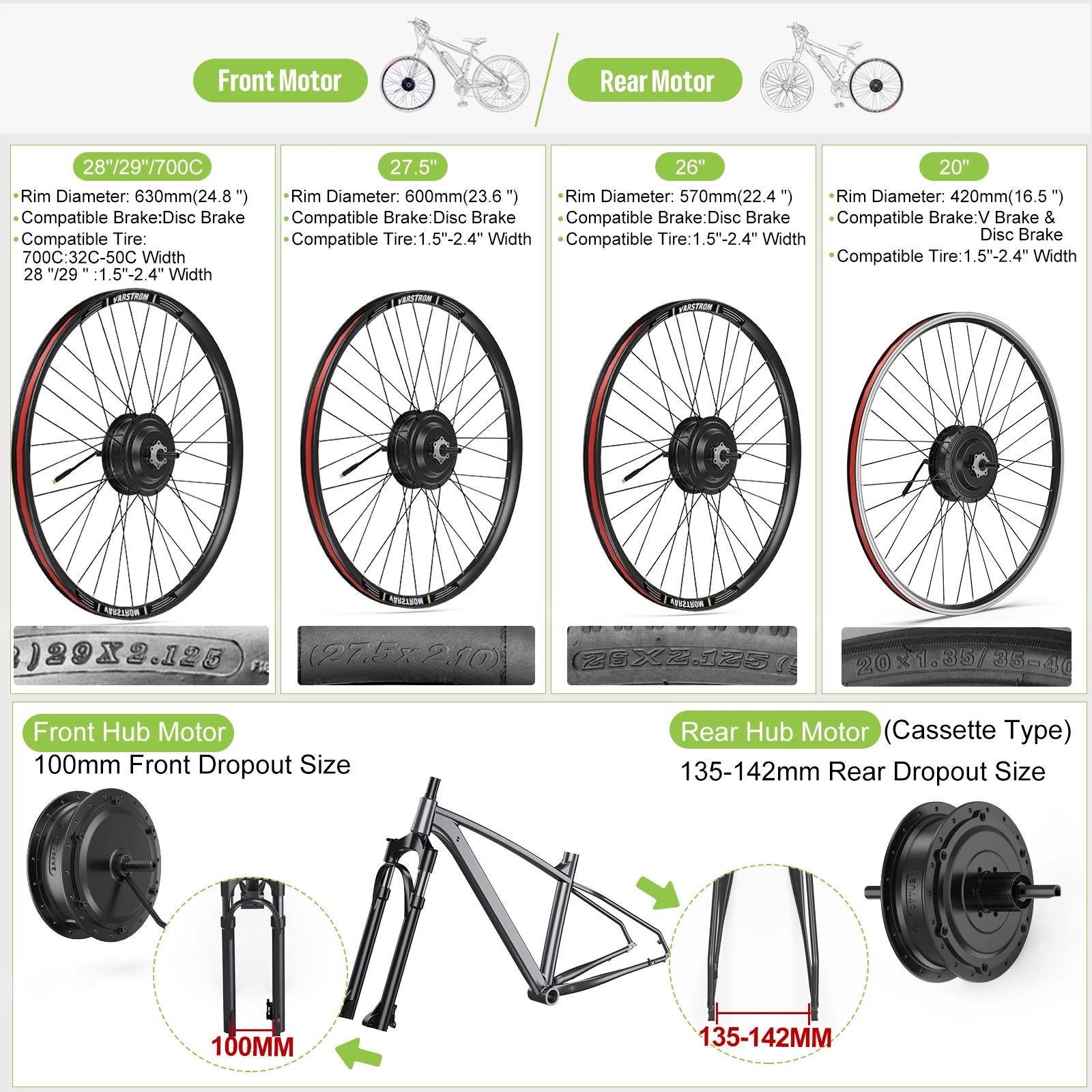 Bafang Ebike Conversion Kit - 48V 500W Hub Motor Power