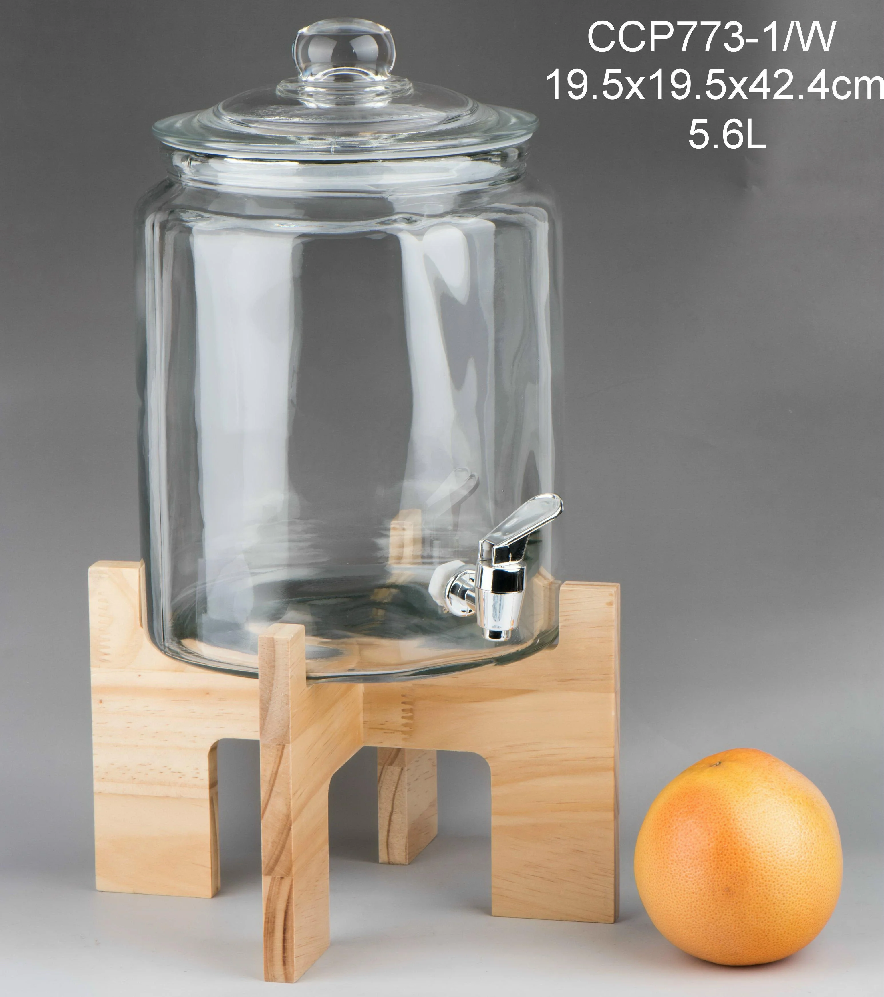 Wood Lidded Glass Beverage Dispenser