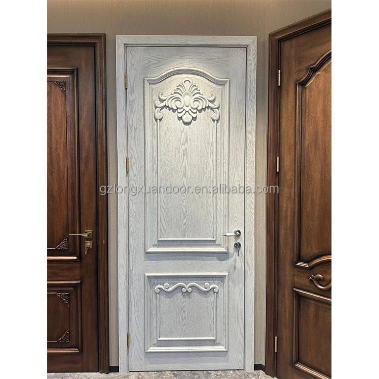 High-End European Style Solid Wood Door with Italian Door Frame Roman Column Elegant Design for Luxury Homes for Halls