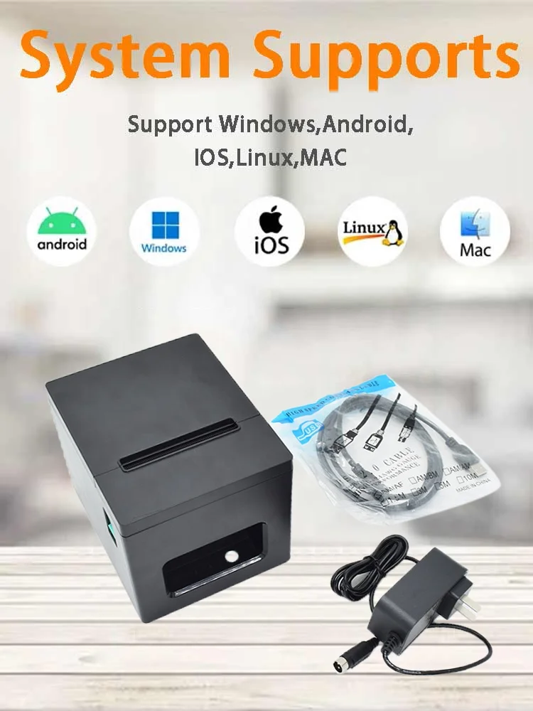 Durable 3 Inch Auto Cutter 80 mm POS Bill Printing Desktop USB Wireless Bluetooth 80mm Thermal Receipt Printer