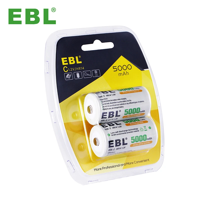 EBL C Batteri 1.2V 5000mAh Eco-friendly Ni-MH Rechargeable Battery