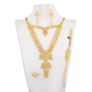 Luxury Dubai Bride Wedding Party champagne Gold Plated Jewelry Set Party  Wedding