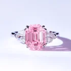 Pink Ring Rings Free Sample White Gold Plated Pink Diamond Trendy Ring Woman CZ Engagement 5A Zircon Rings 925 Sterling Silver Zirconia Ring