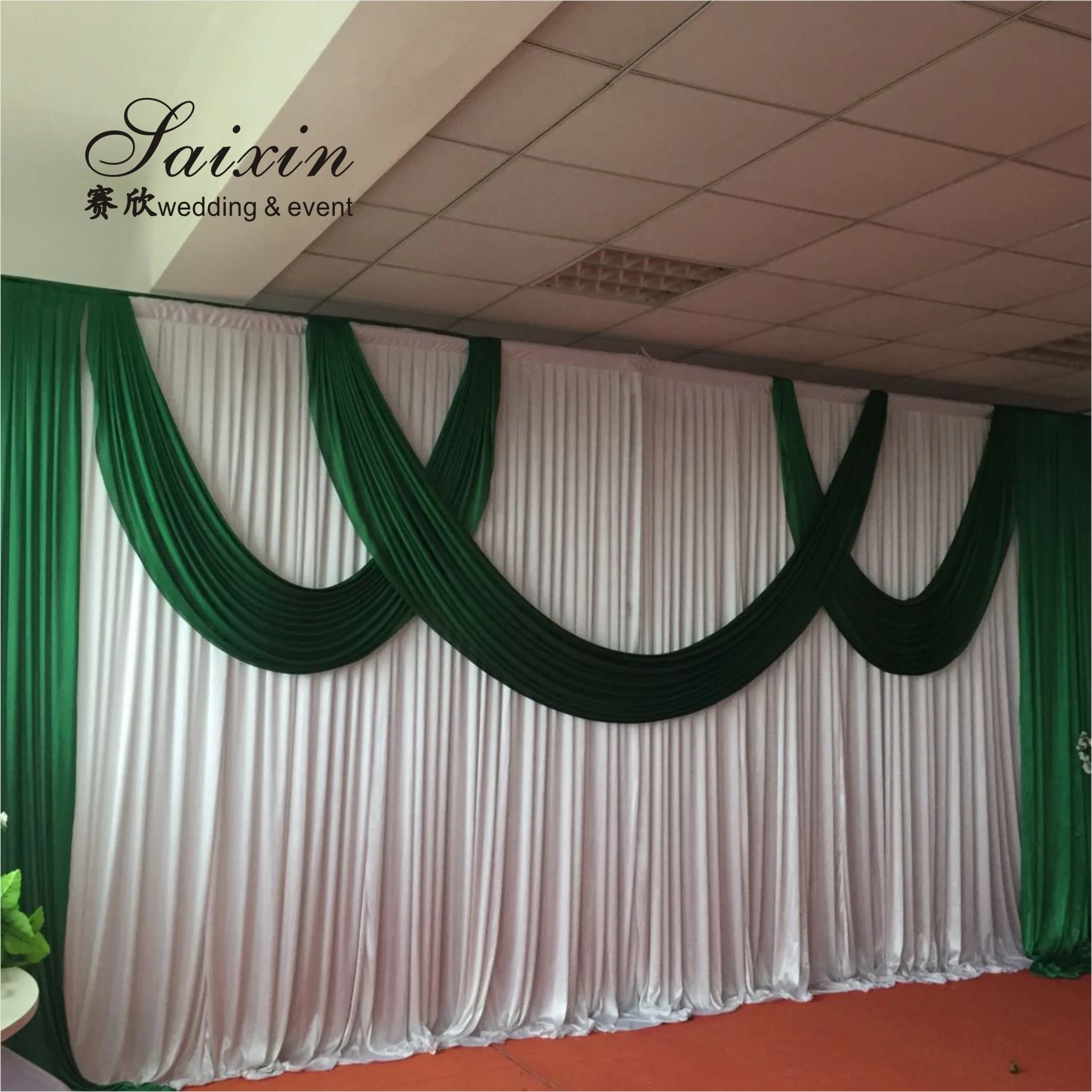 China Manufacturer Wholesale Drape Cloth Curtains Valance for Wedding Stage Backdrop