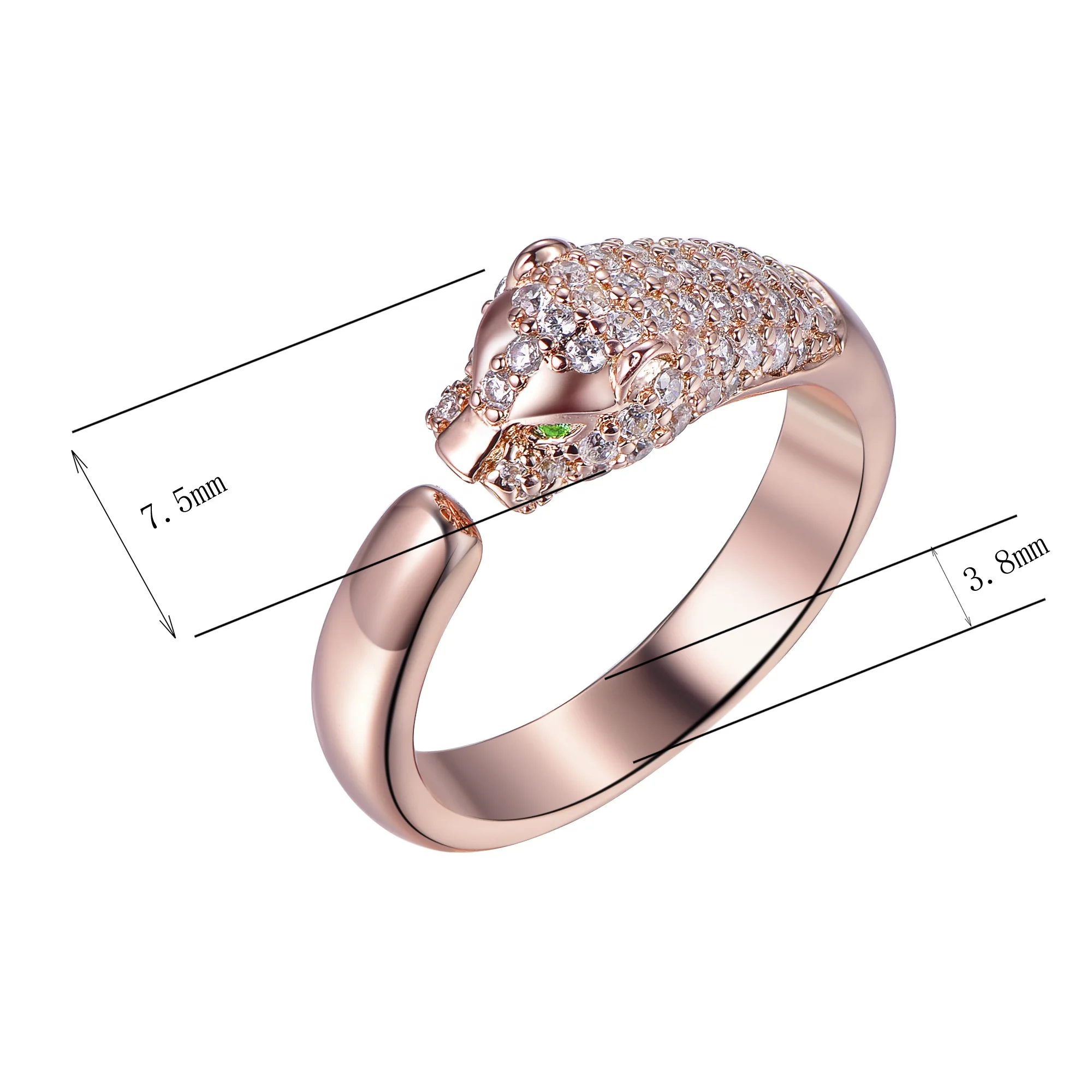 punk open resizable rose gold plated ring women men animal leopard panther rings leopard head ring