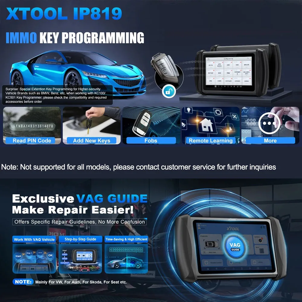 XTOOL IP819 Bidirectional Scanner Auto Diagnostic Key Programming