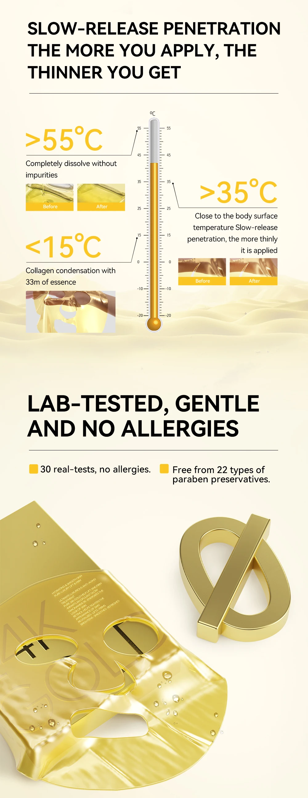 Lanbena Official 24K Gold Collagen Facial Mask Sheets Skin Treat Blemishes Sebum Control for All Skin Type manufacture